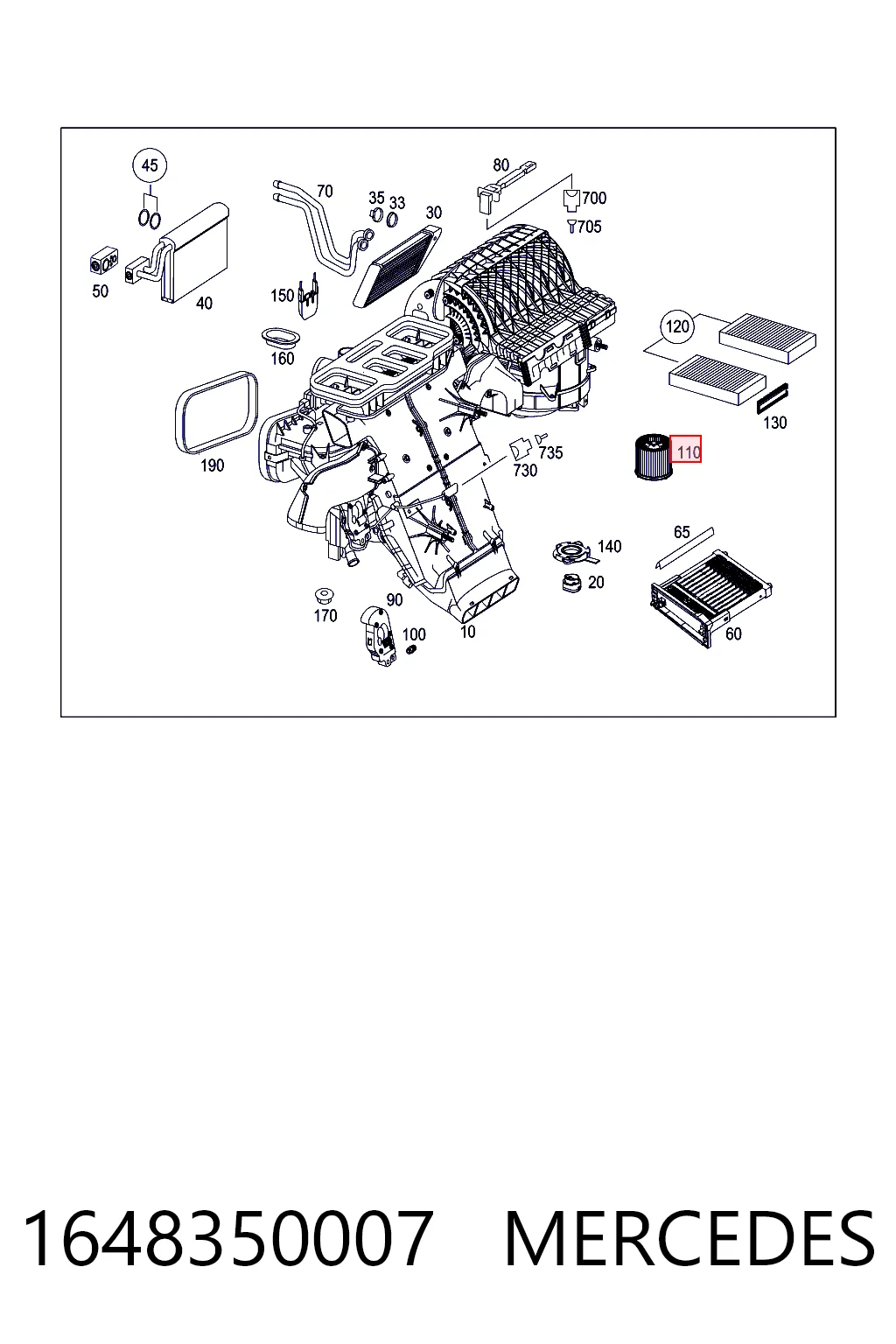 1648350007 Mercedes Motor de ventilador de forno (de aquecedor de salão)
