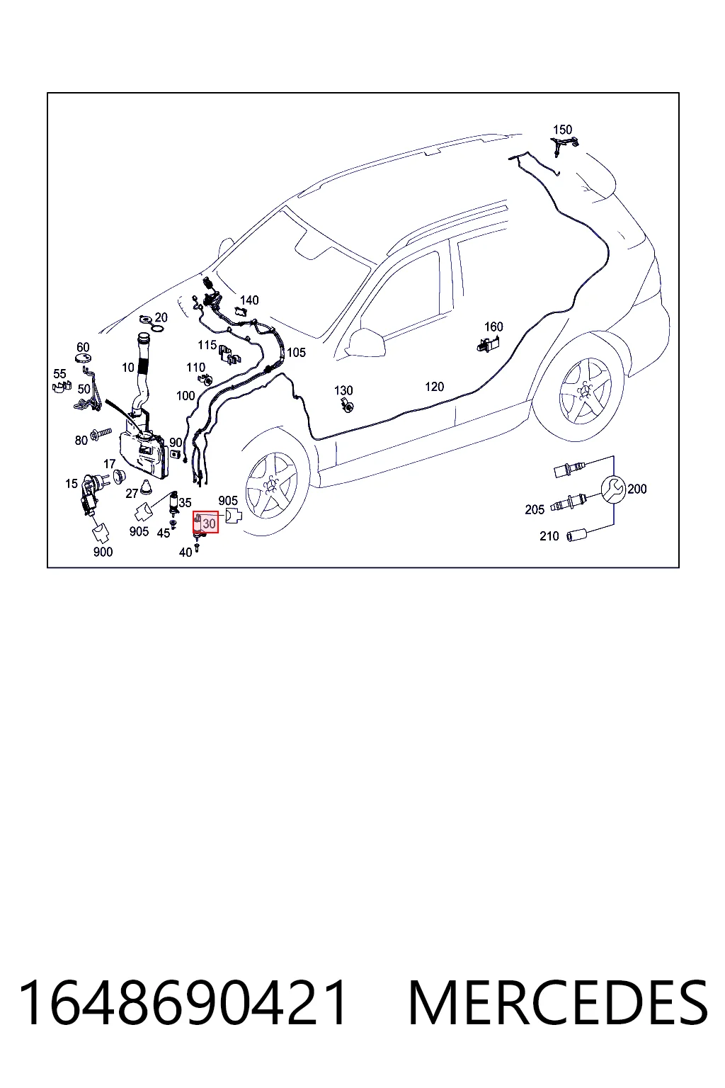 1648690421 Mercedes Bomba de motor de fluido para lavador de vidro dianteiro