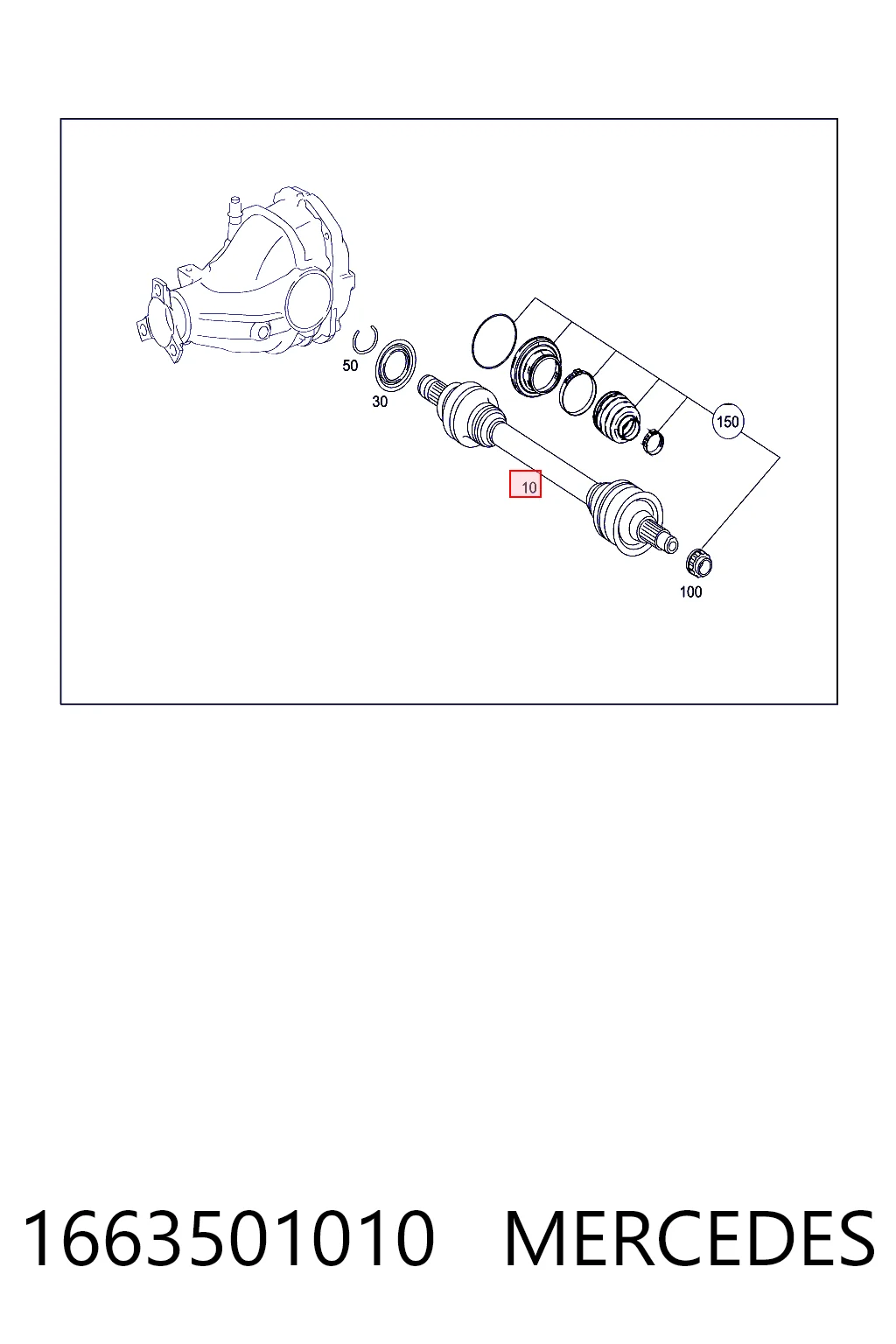 1663501010 Mercedes Semieixo traseiro