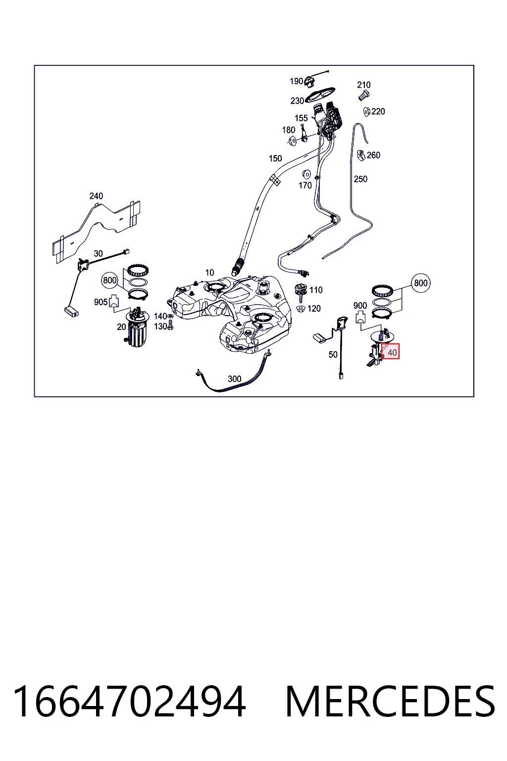 1664702494 Mercedes Sensor esquerdo do nível de combustível no tanque