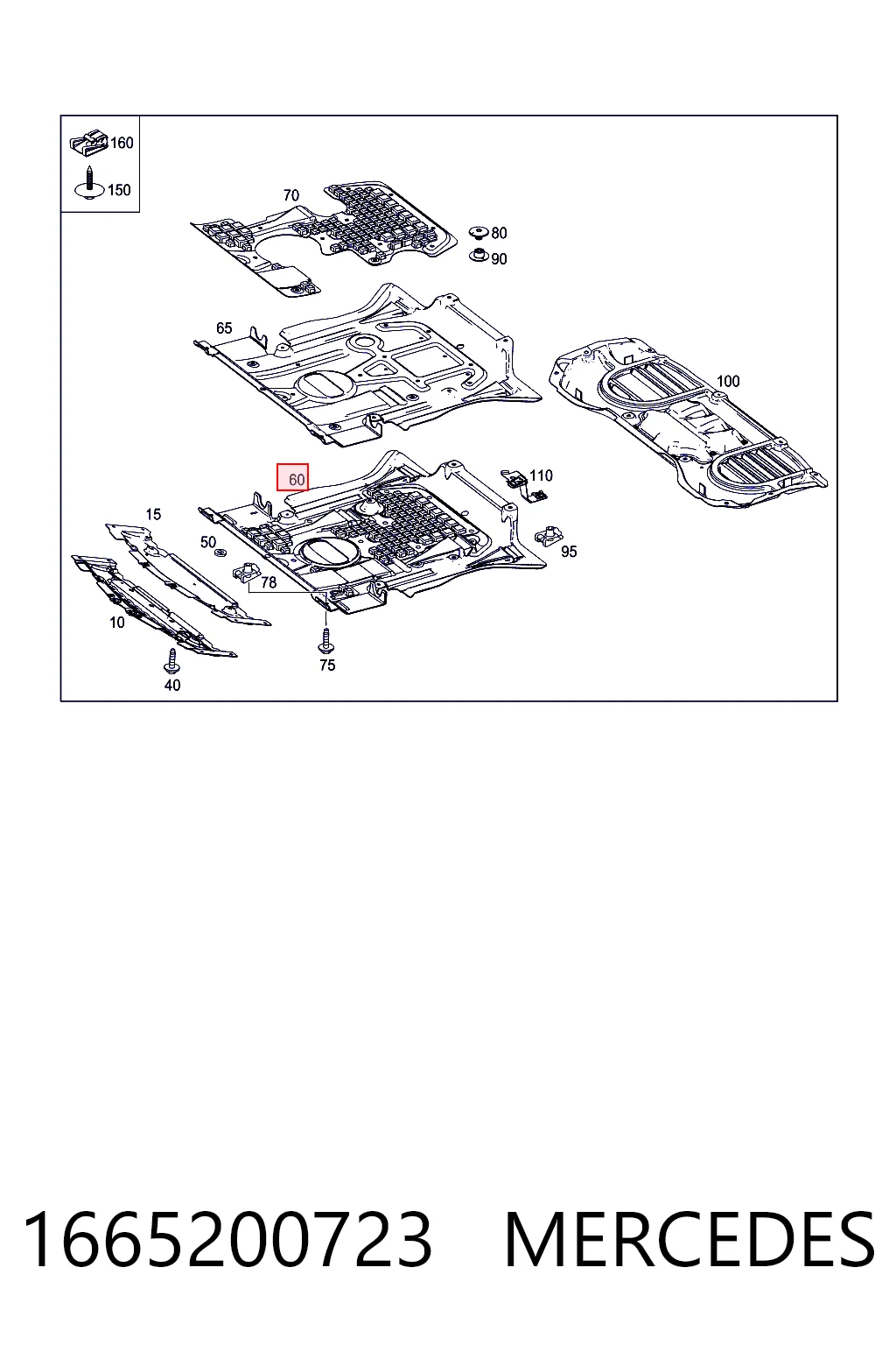 1665200723 Mercedes Proteção de motor dianteira