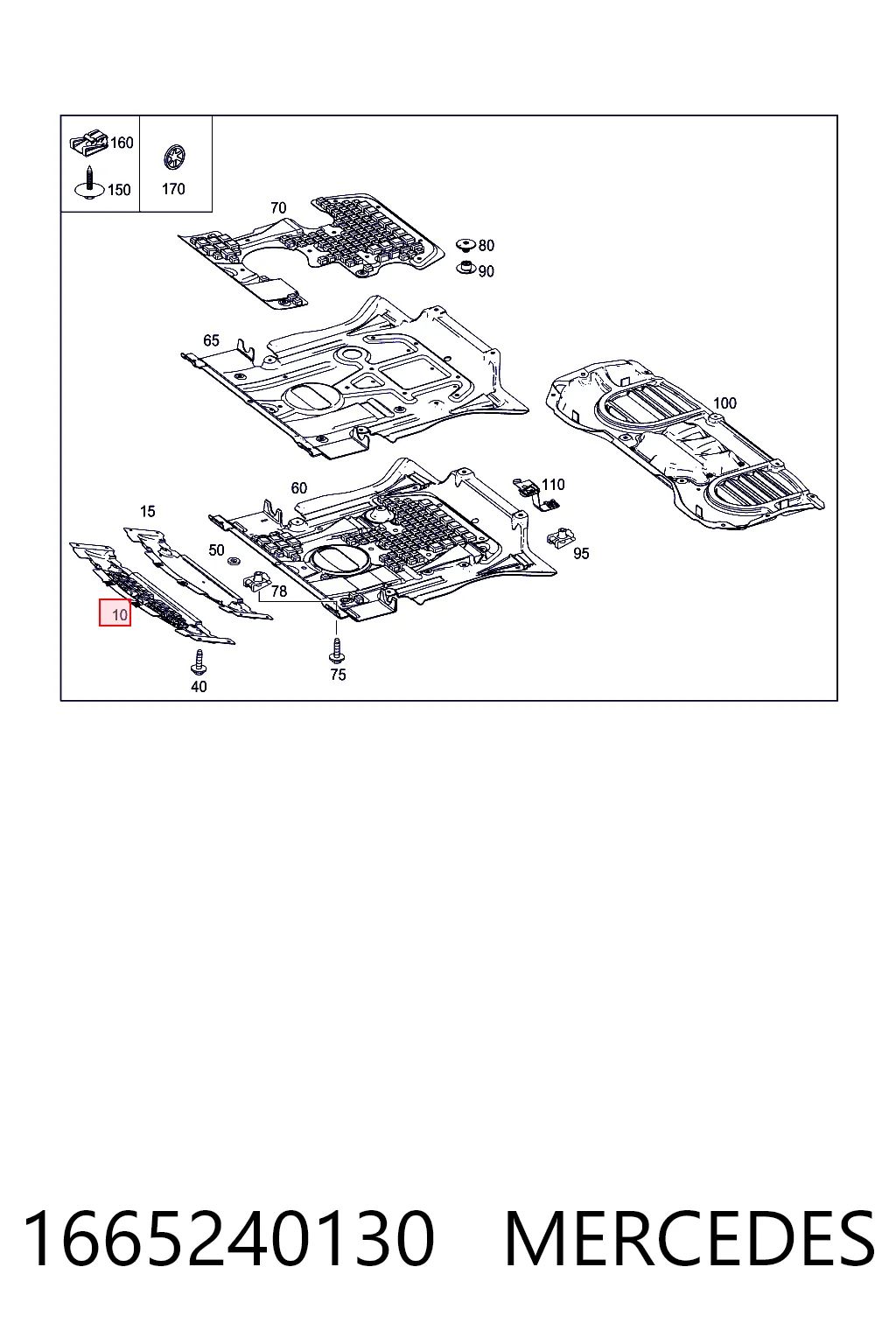 1665240130 Mercedes Proteção de motor dianteira