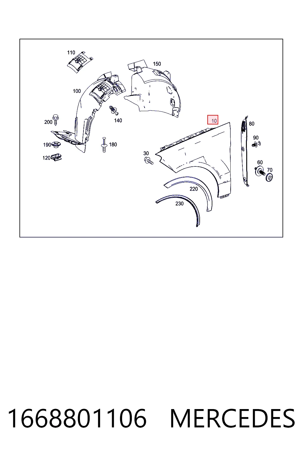 1668801106 Mercedes Pára-lama dianteiro esquerdo