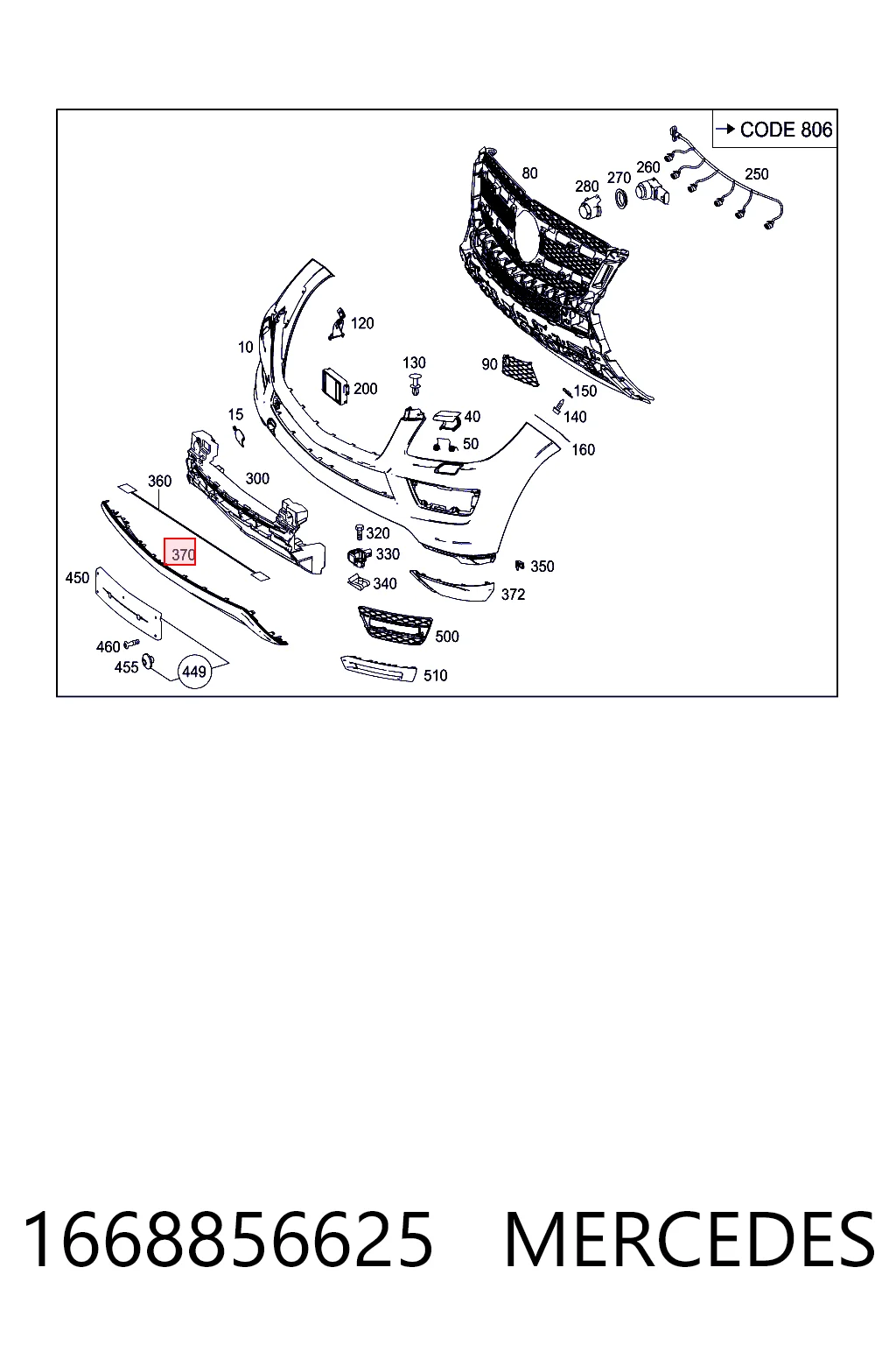 1668856625 Mercedes Spoiler do pára-choque dianteiro