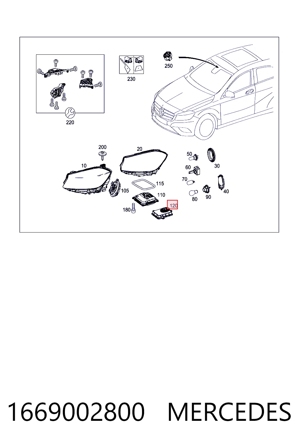 1669002800 Mercedes Xénon, unidade de controlo
