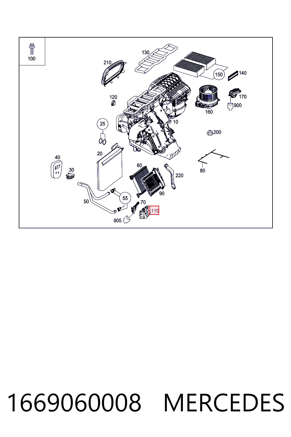 1669060008 Mercedes Motor de comporta de recirculação de ar