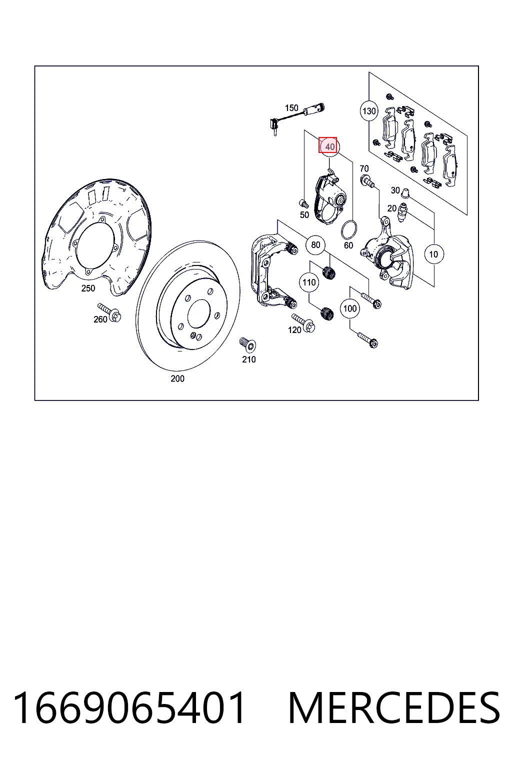 1669065401 Mercedes Motor de acionamento do freio de suporte traseiro