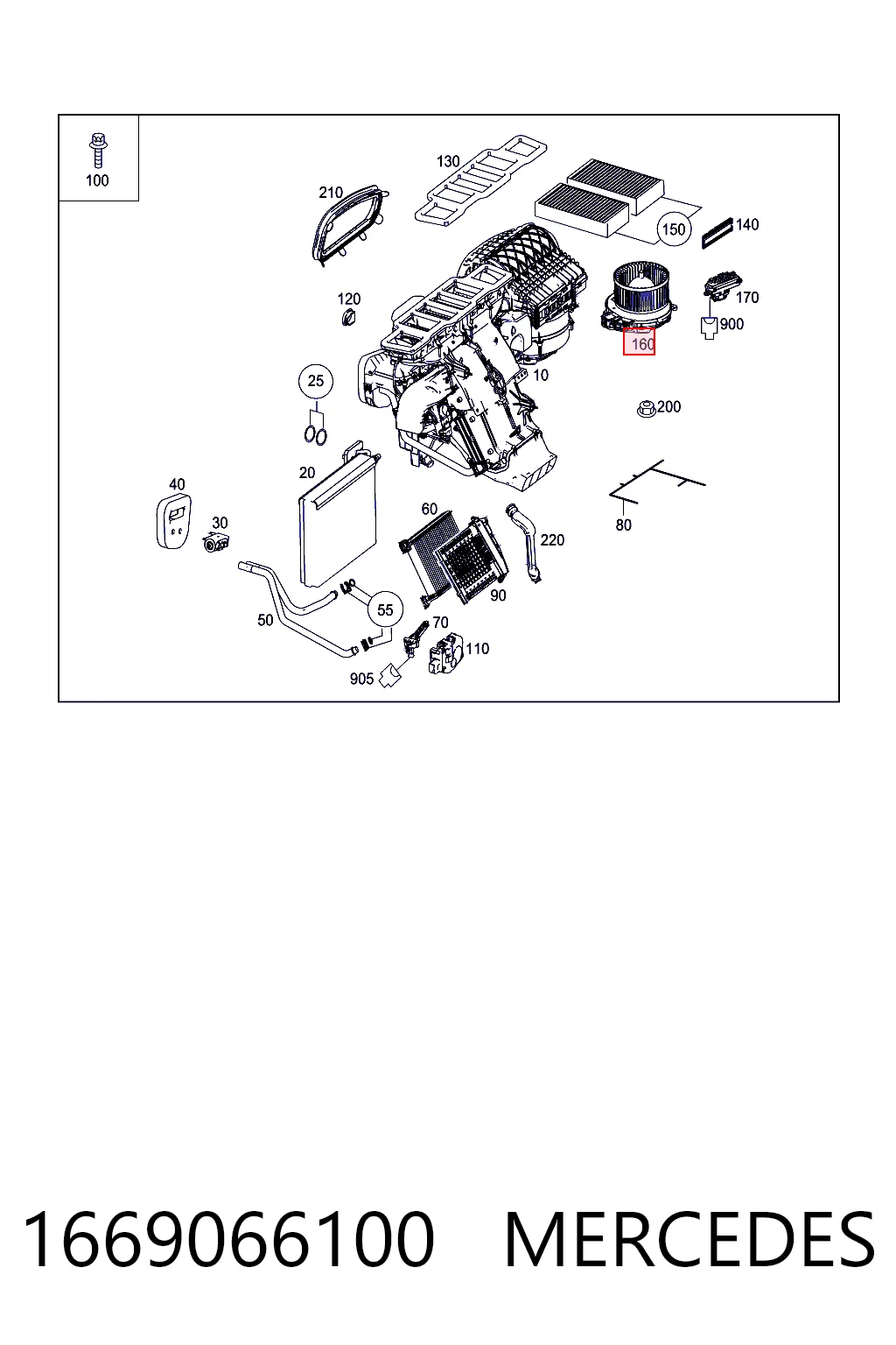 1669066100 Mercedes Motor de ventilador de forno (de aquecedor de salão)