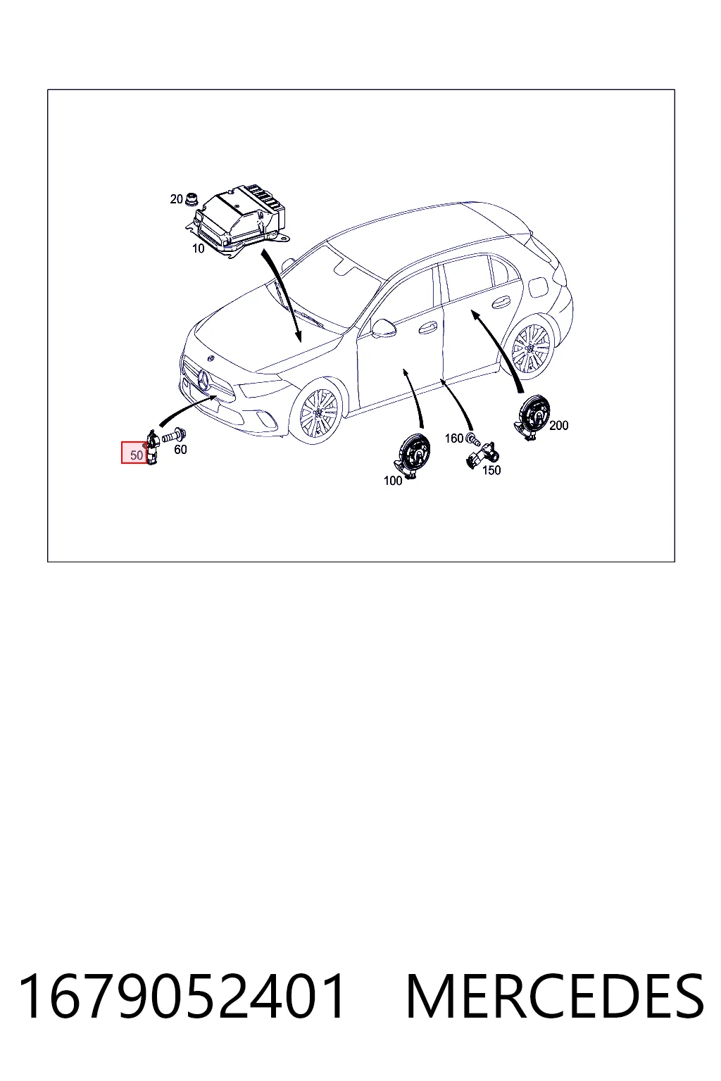 1679052401 Mercedes Sensor AIRBAG dianteiro