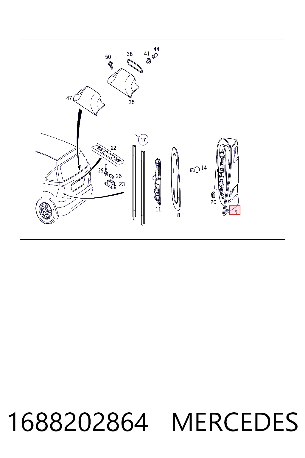 Lanterna traseira direita Mercedes A  W168