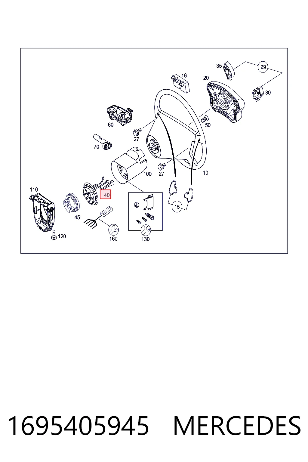 Anel AIRBAG de contato, cabo plano do volante A169464151864 Mercedes