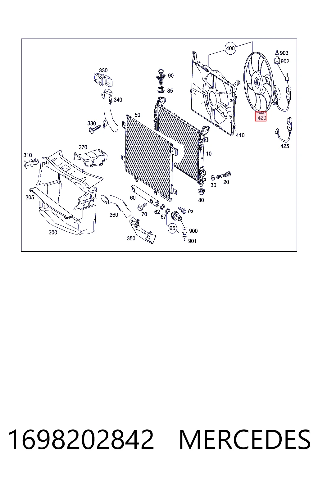 Ventilador elétrico de esfriamento montado (motor + roda de aletas) para Mercedes A  W169