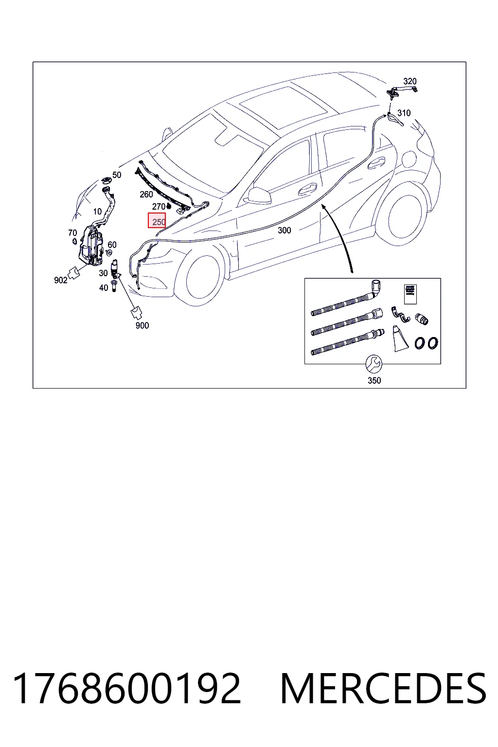 1768600192 Mercedes Injetor de fluido para lavador de pára-brisas