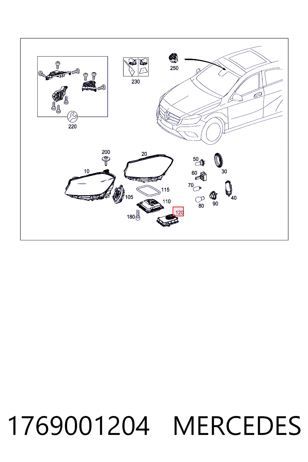 1769001204 Mercedes Módulo de direção (Centralina eletrônica) das luzes