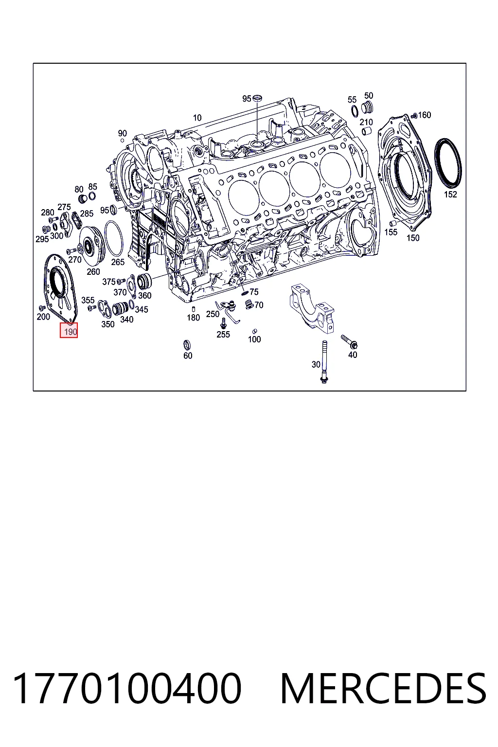 1770100400 Mercedes Vedação dianteira de cambota de motor