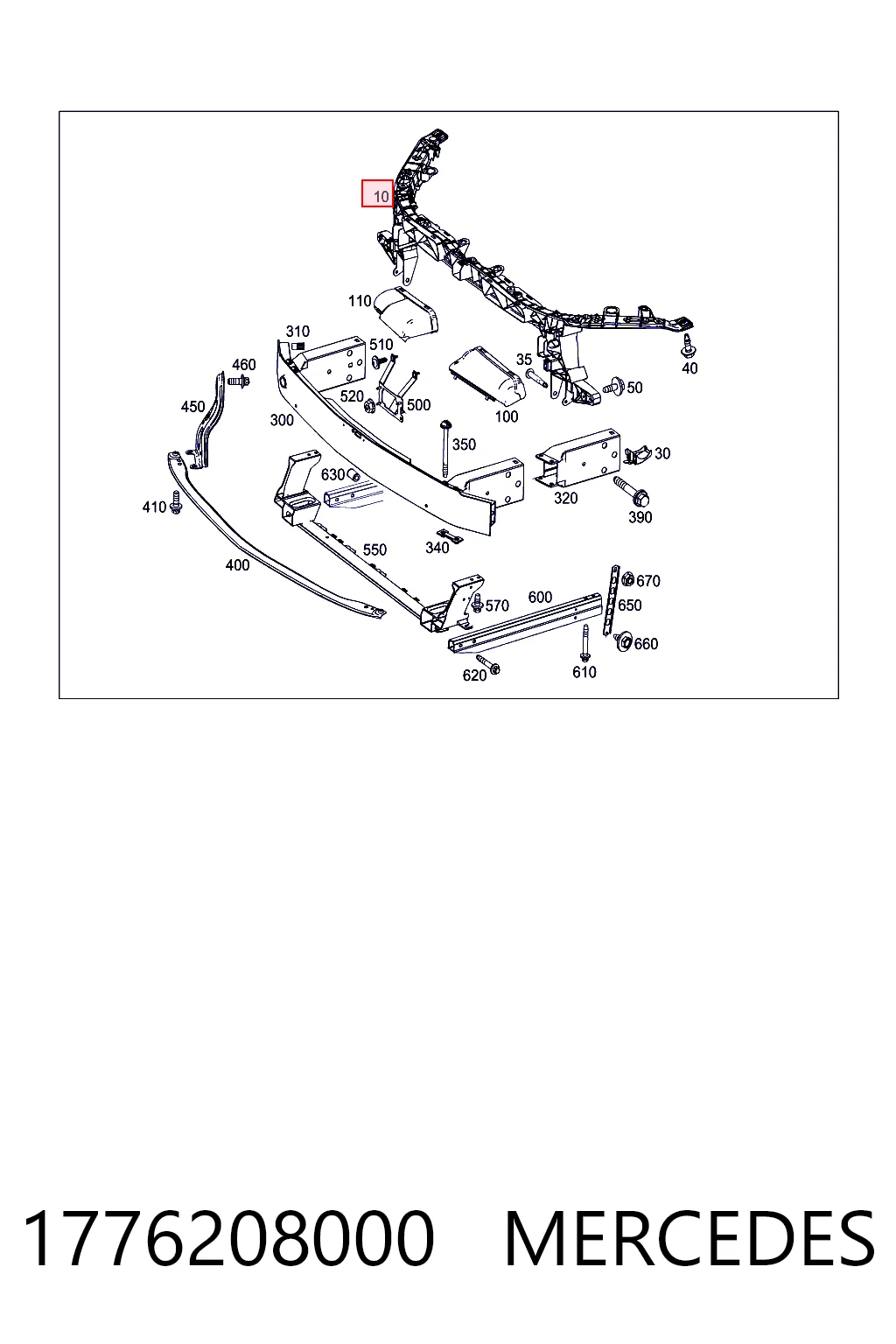  Suporte do radiador montado (painel de montagem de fixação das luzes) Mercedes A hatchback (W177) (2018 - 2026) 