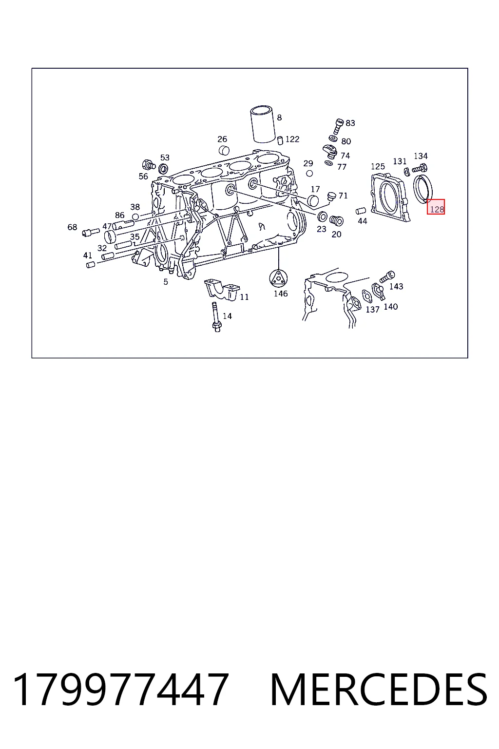0179977447 Ssang Yong Vedação traseira de cambota de motor