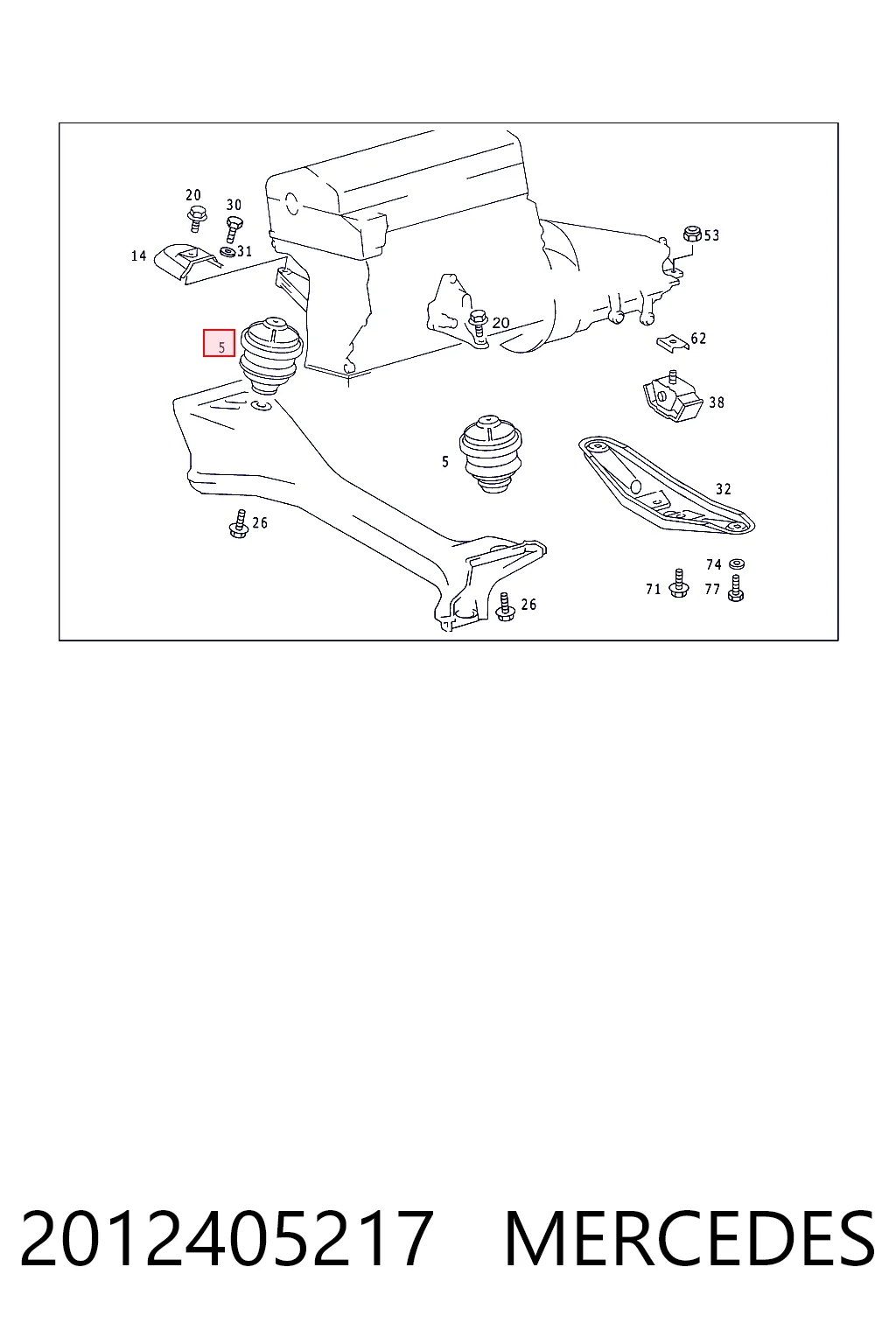 Coxim (suporte) dianteiro de motor para Mercedes E  C124