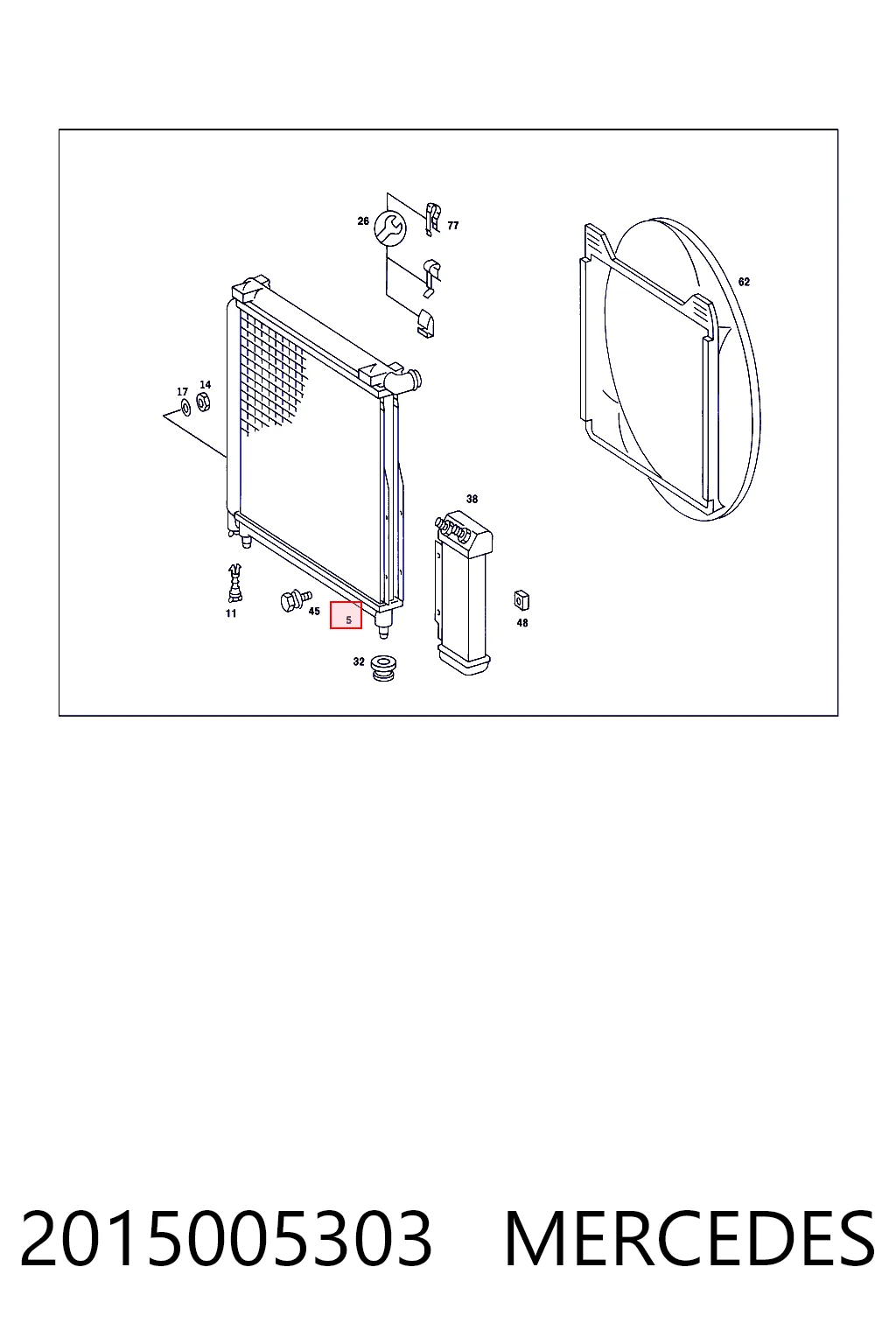 2015005303 Mercedes Radiador de esfriamento de motor