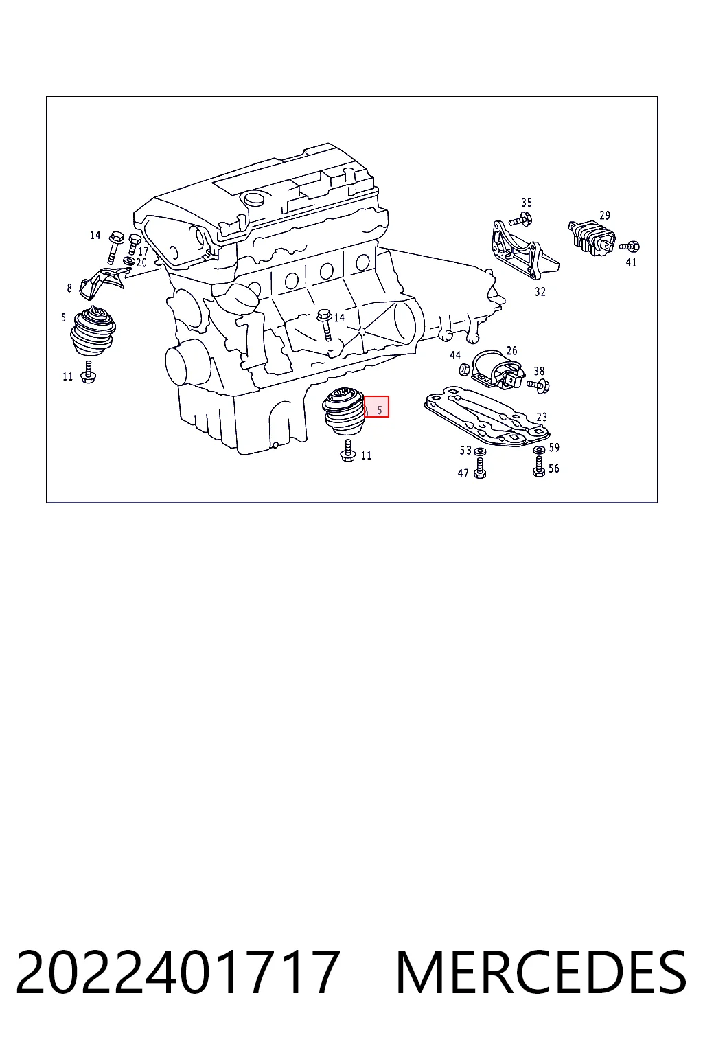2022401717 Mercedes Coxim (suporte) direito de motor