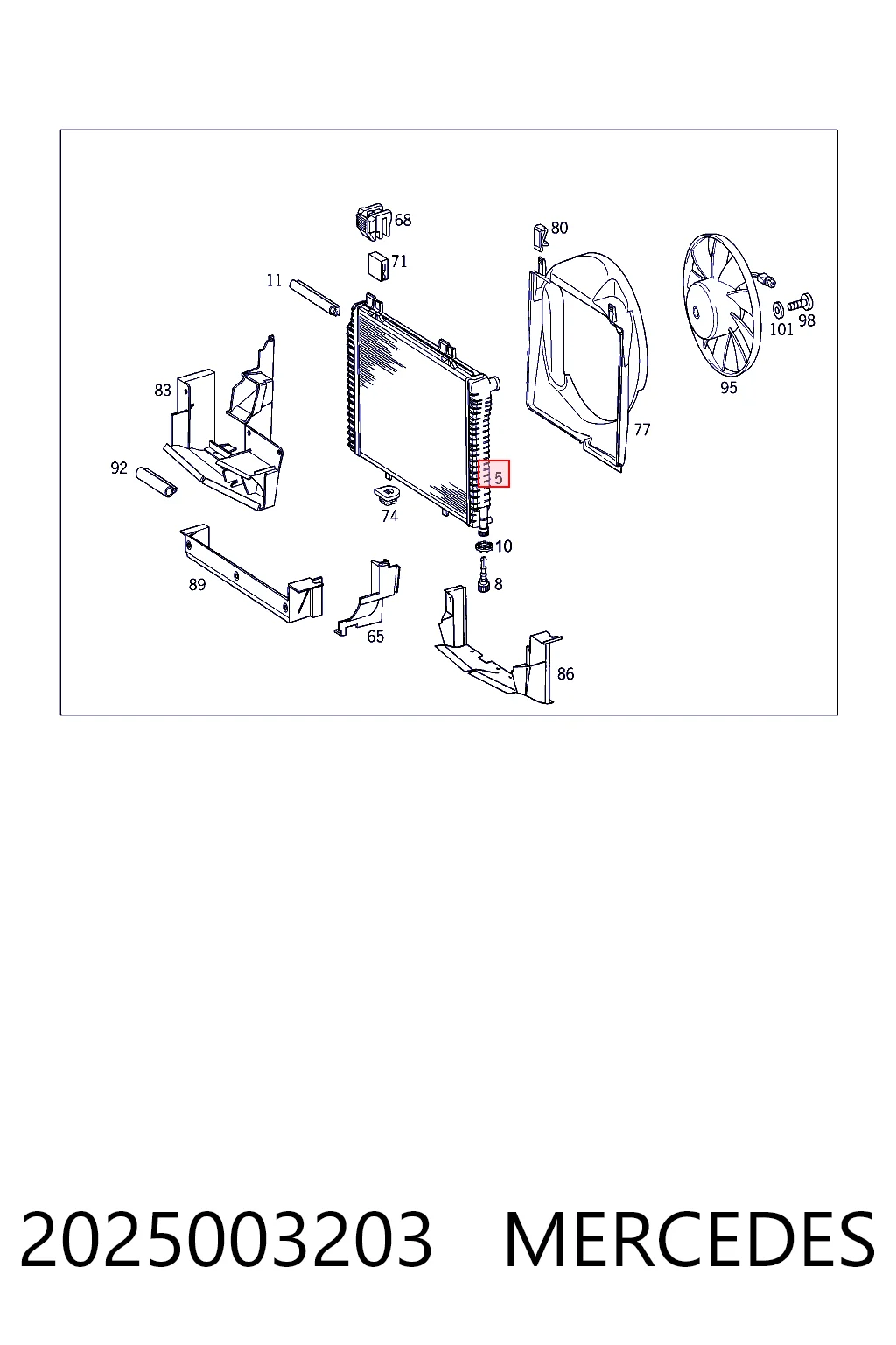 2025003203 Mercedes Radiador de esfriamento de motor
