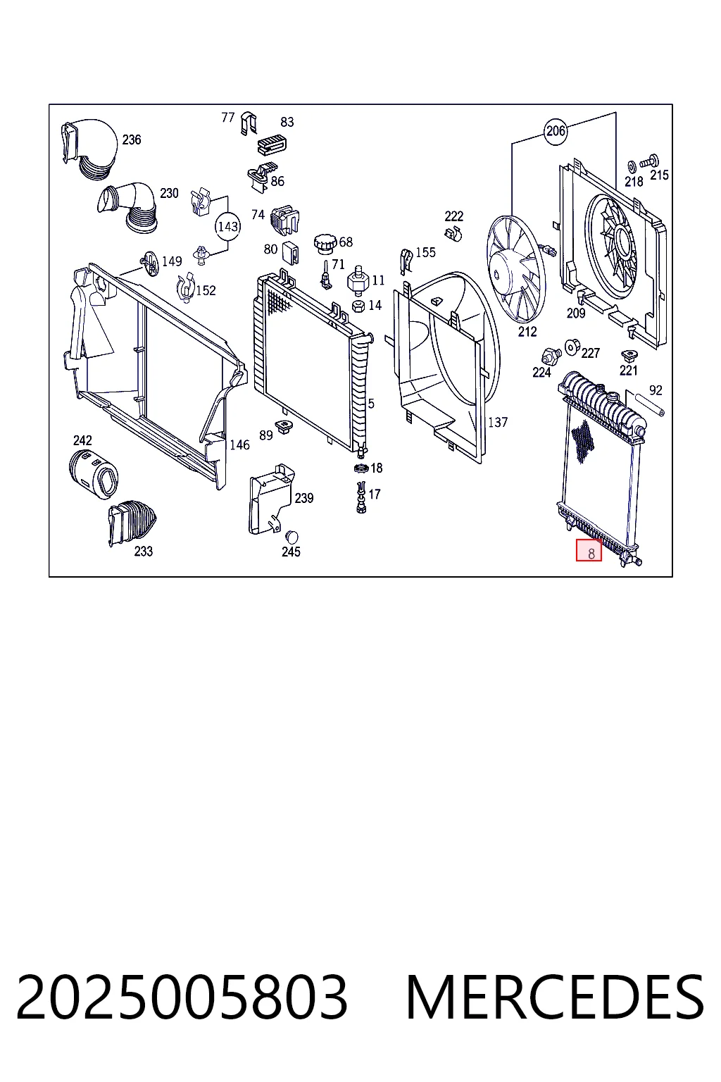 2025005803 Mercedes Radiador de esfriamento de motor