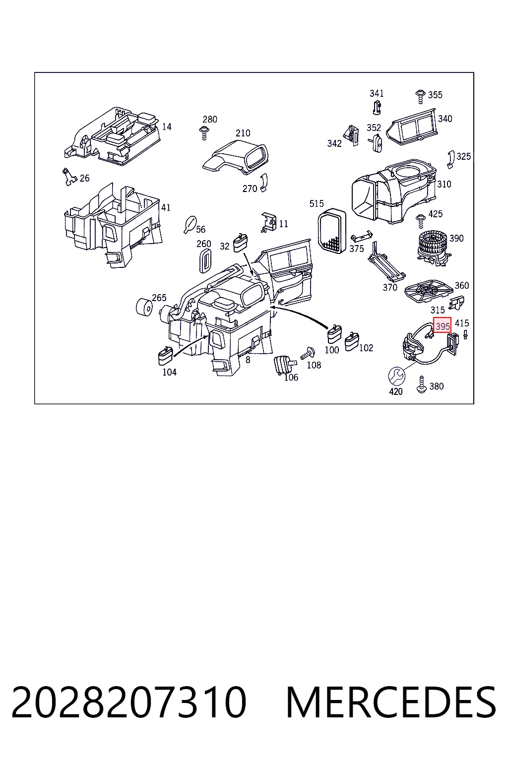 2028207310 Mercedes Resistor (resistência) de ventilador de forno (de aquecedor de salão)