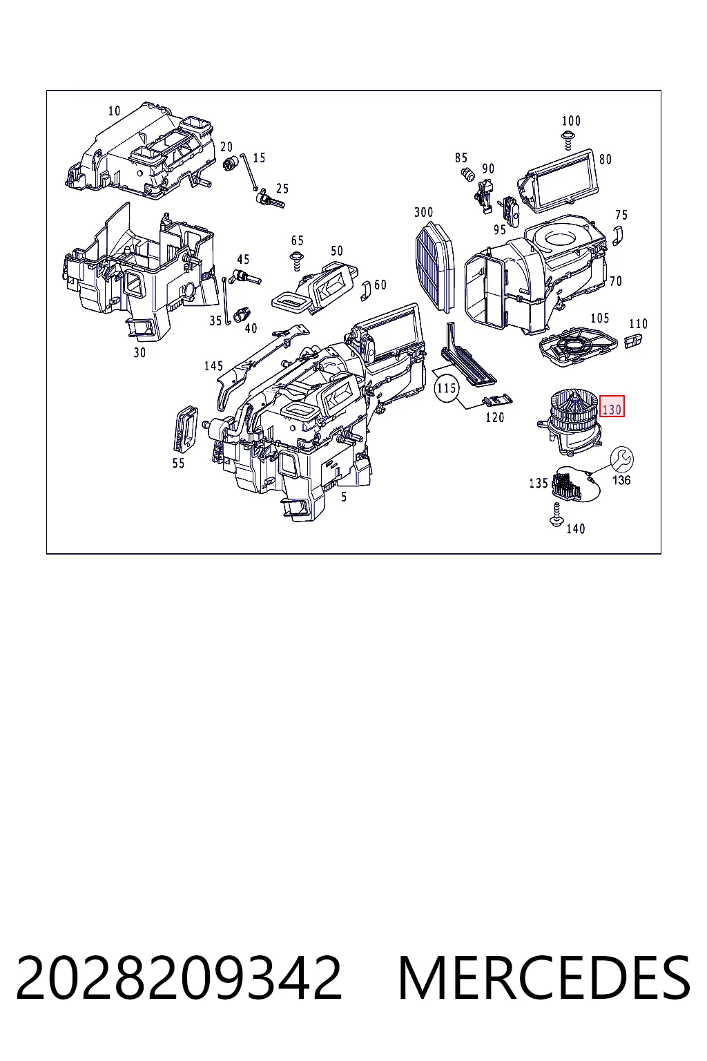 2028209342 Mercedes Motor de ventilador de forno (de aquecedor de salão)