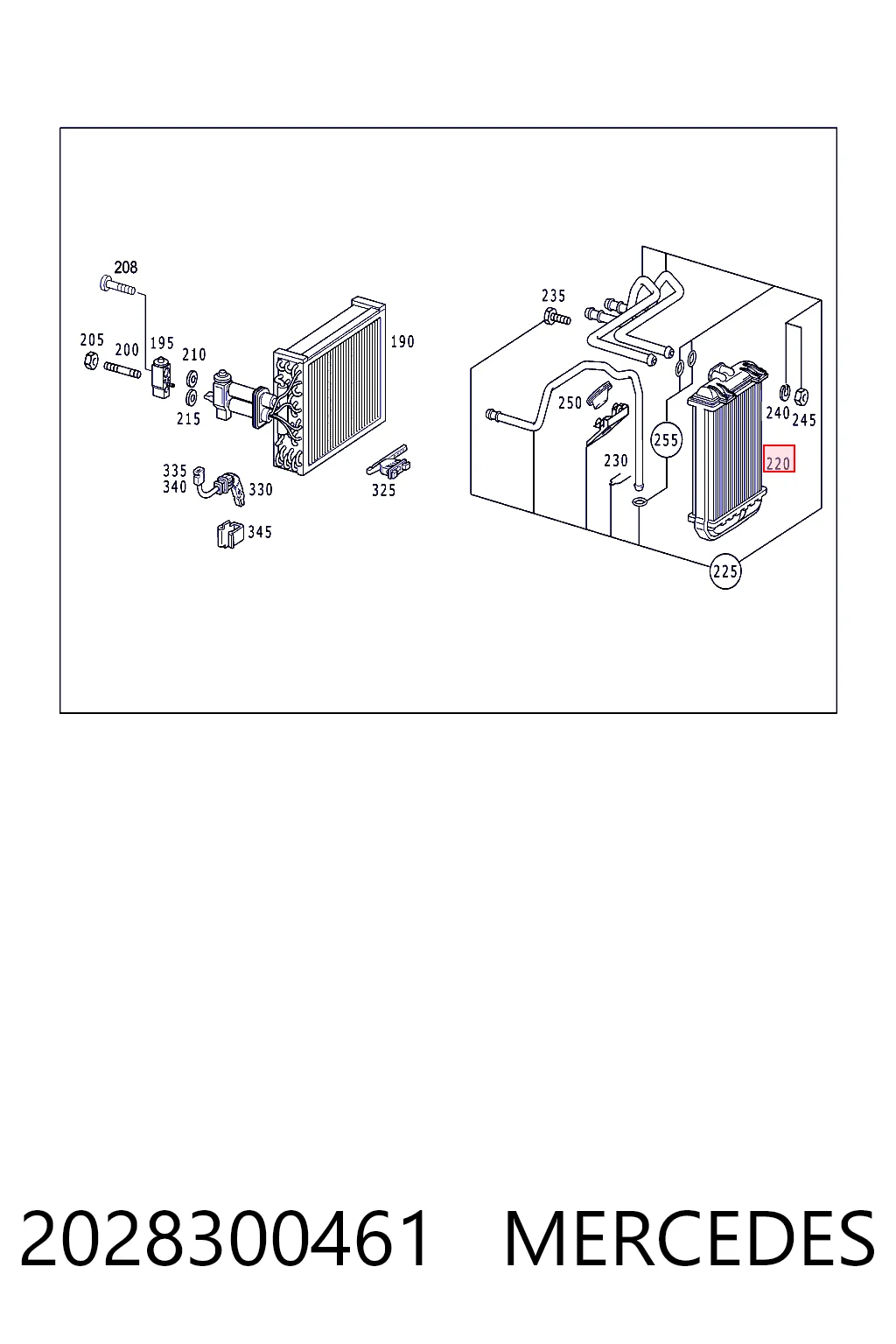 2028300461 Mercedes Radiador de forno (de aquecedor)