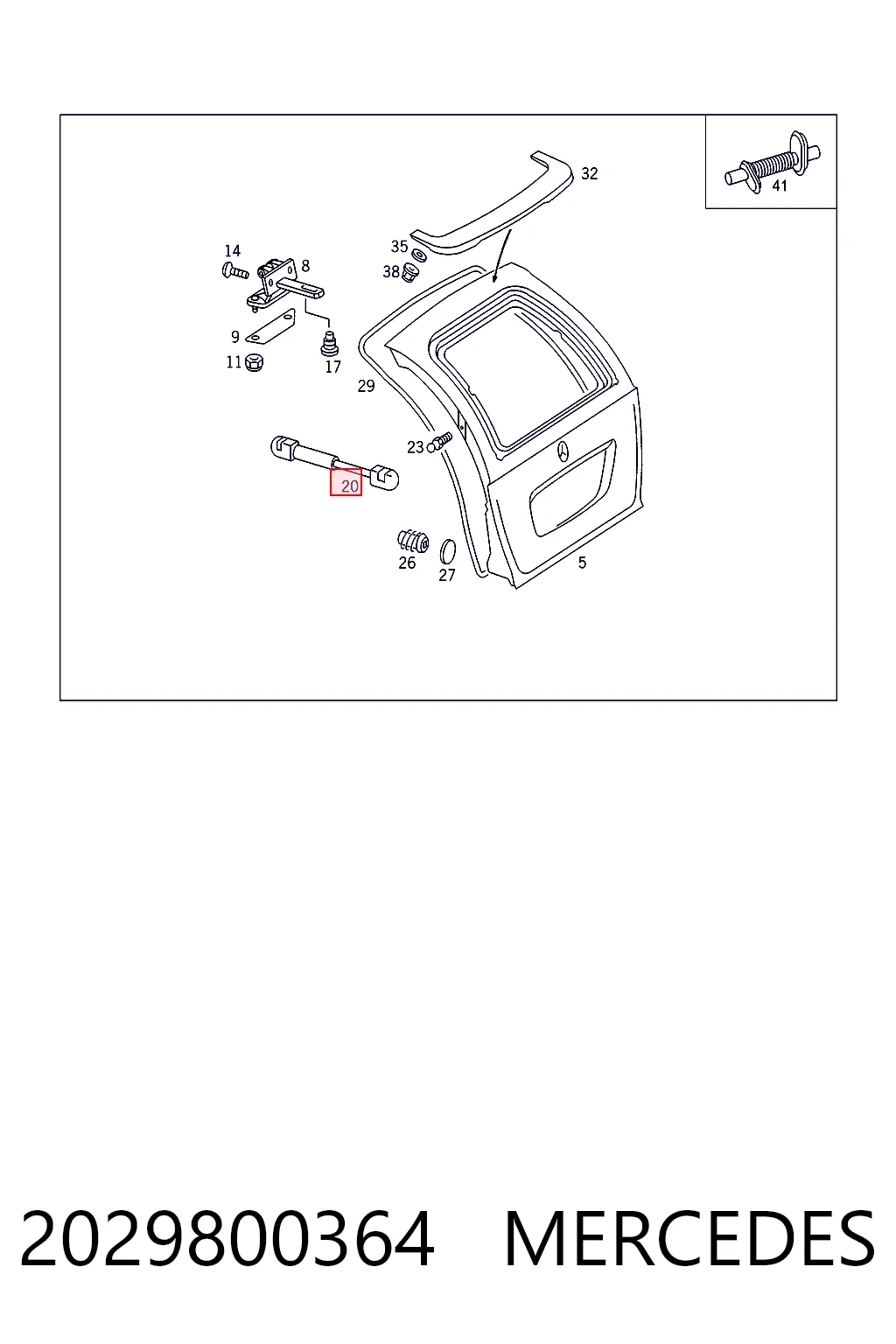 Amortecedor de tampa de porta-malas (de 3ª/5ª porta traseira) para Mercedes C S202
