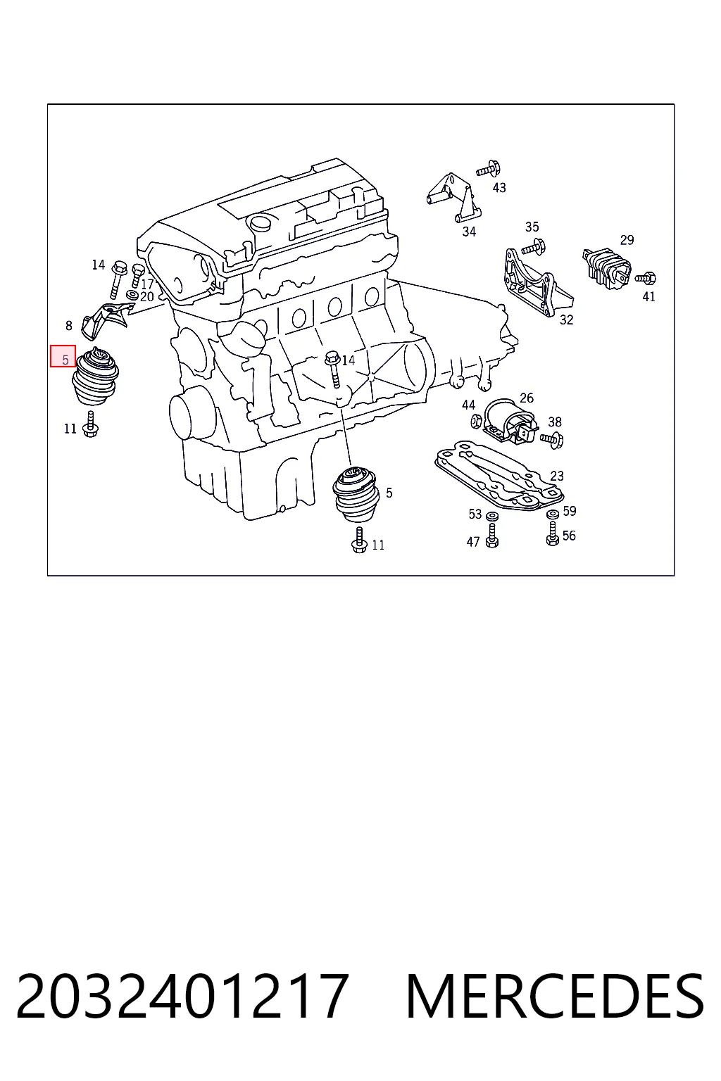 2032401217 Mercedes Coxim (suporte) esquerdo/direito de motor