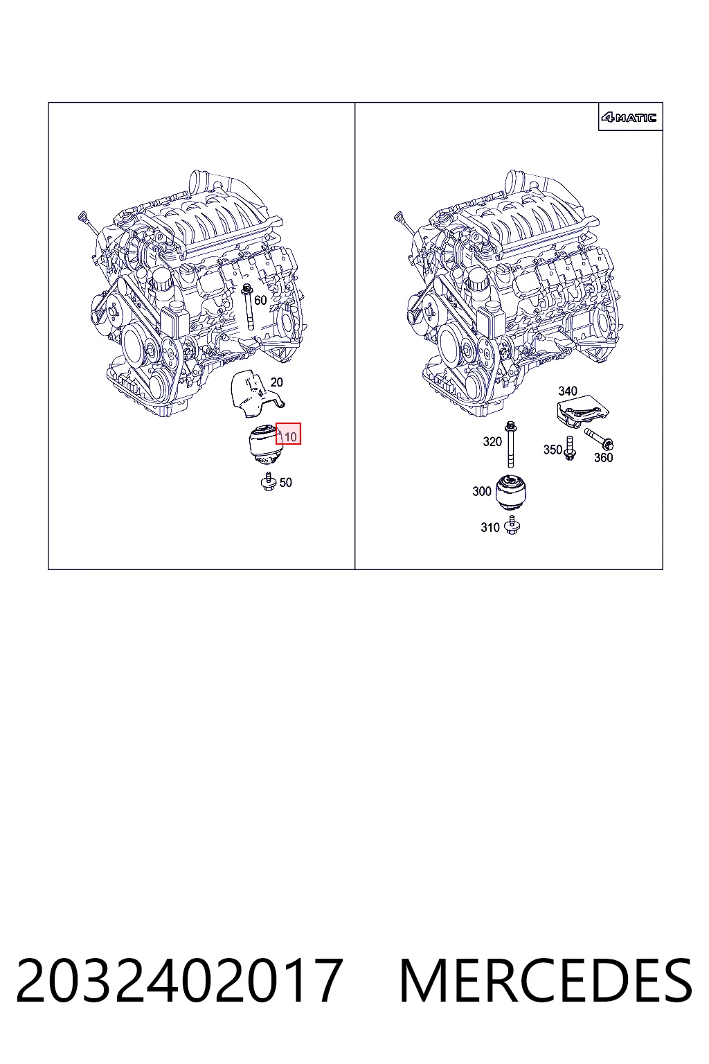 2032402017 Mercedes Coxim (suporte) direito de motor