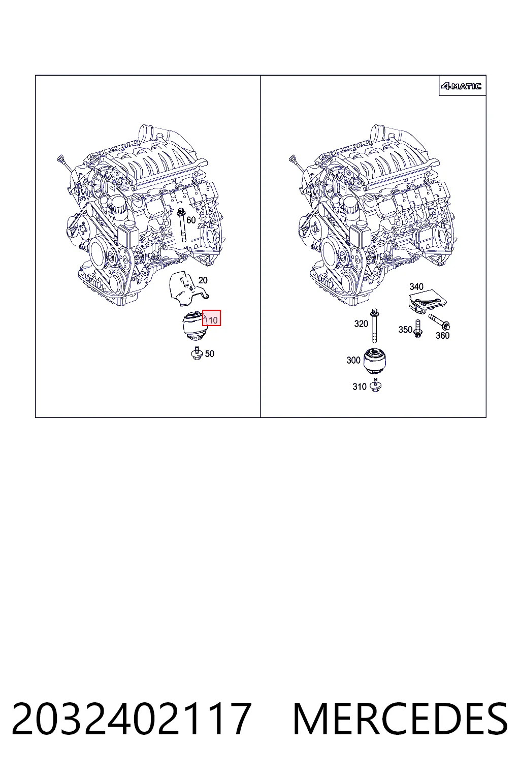 2032402117 Mercedes Coxim (suporte) esquerdo/direito de motor