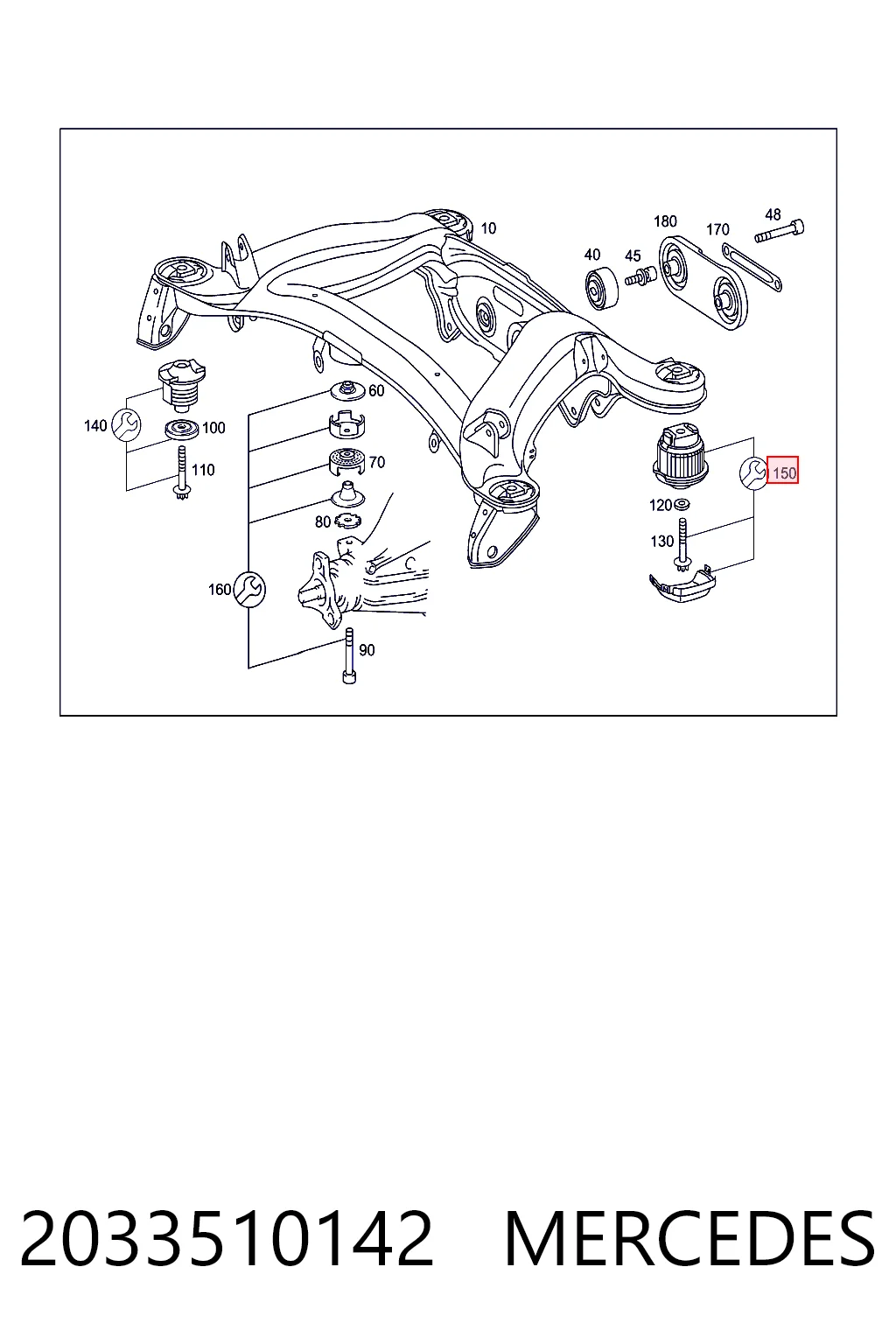 Bloco silencioso de viga traseira (de plataforma veicular) para Mercedes C W203