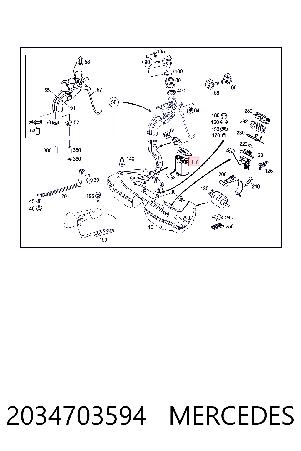2034703594 Mercedes Módulo de bomba de combustível com sensor do nível de combustível