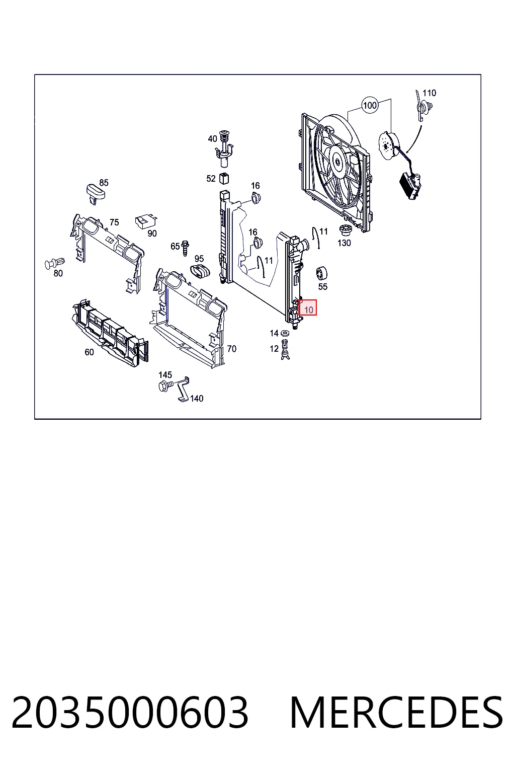 2035000603 Mercedes Radiador de esfriamento de motor