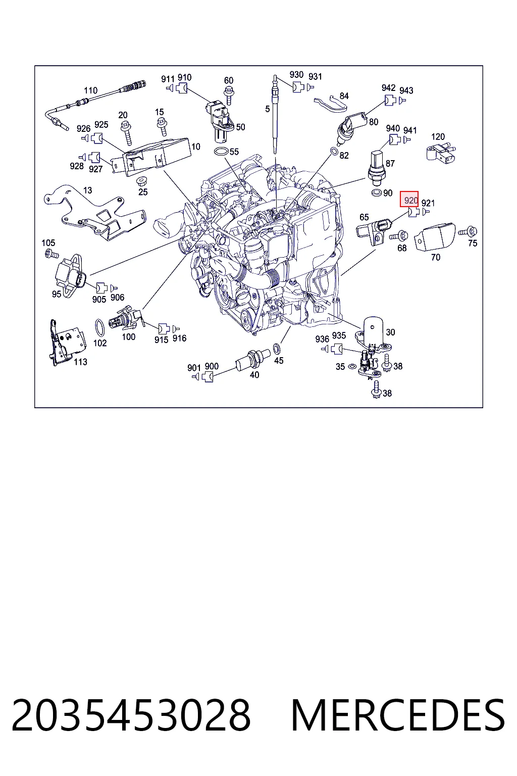 2035453028 Mercedes Desengate (ficha) de sensor de posição da árvore distribuidora