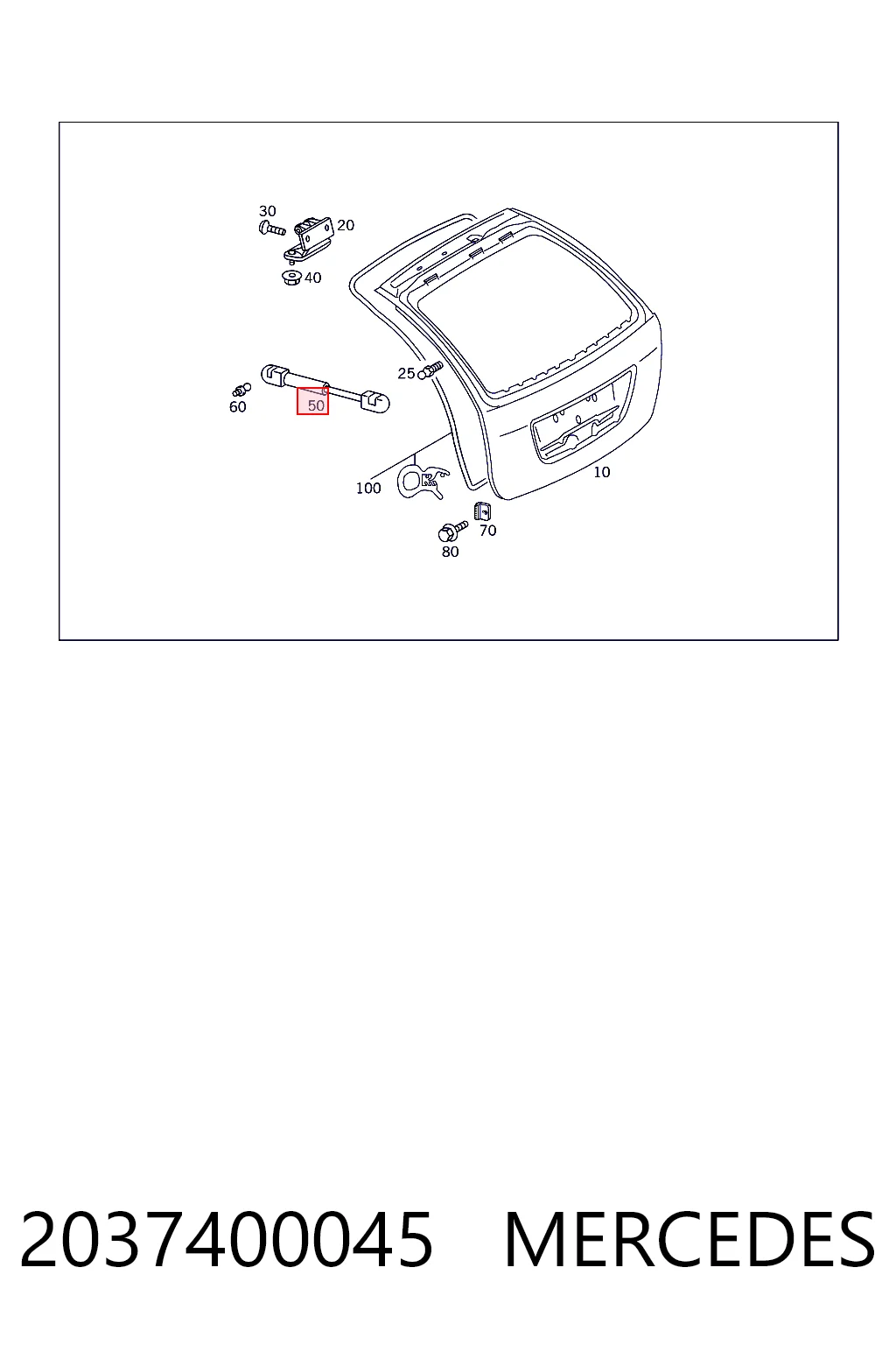 2037400045 Mercedes Amortecedor de tampa de porta-malas (de 3ª/5ª porta traseira)