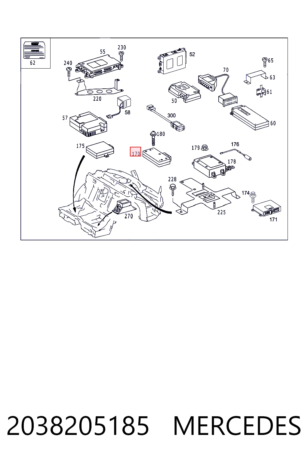 2038205185 Mercedes Unidade de controlo de telefone