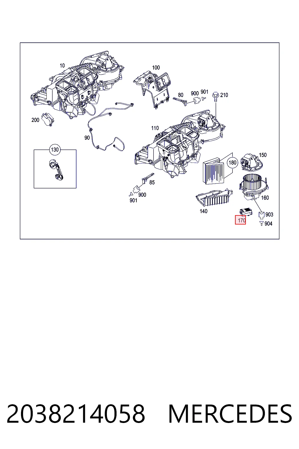 2038214058 Mercedes Resistor (resistência) de ventilador de forno (de aquecedor de salão)