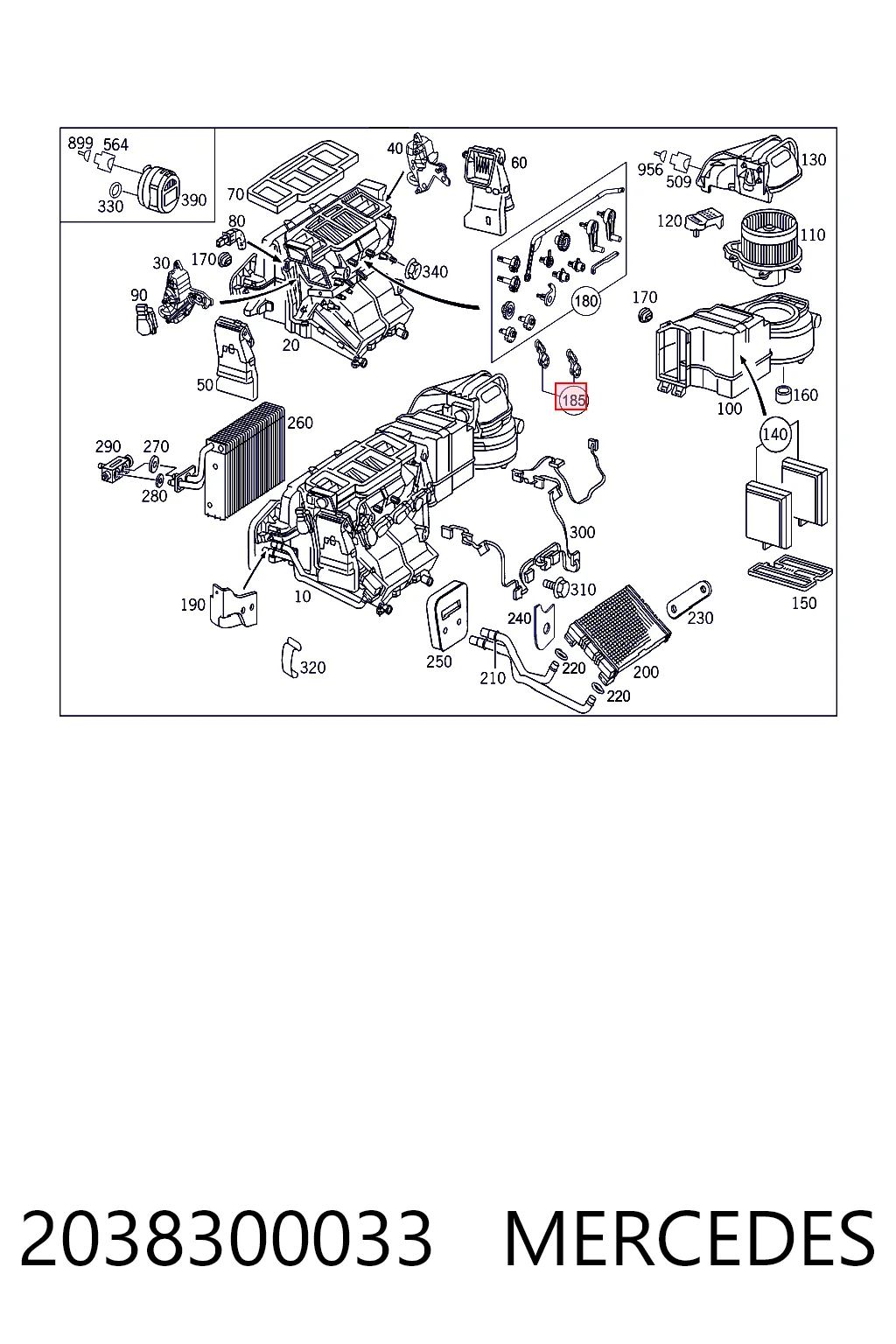 2038300033 Mercedes Barra de acionamento de comporta de forno
