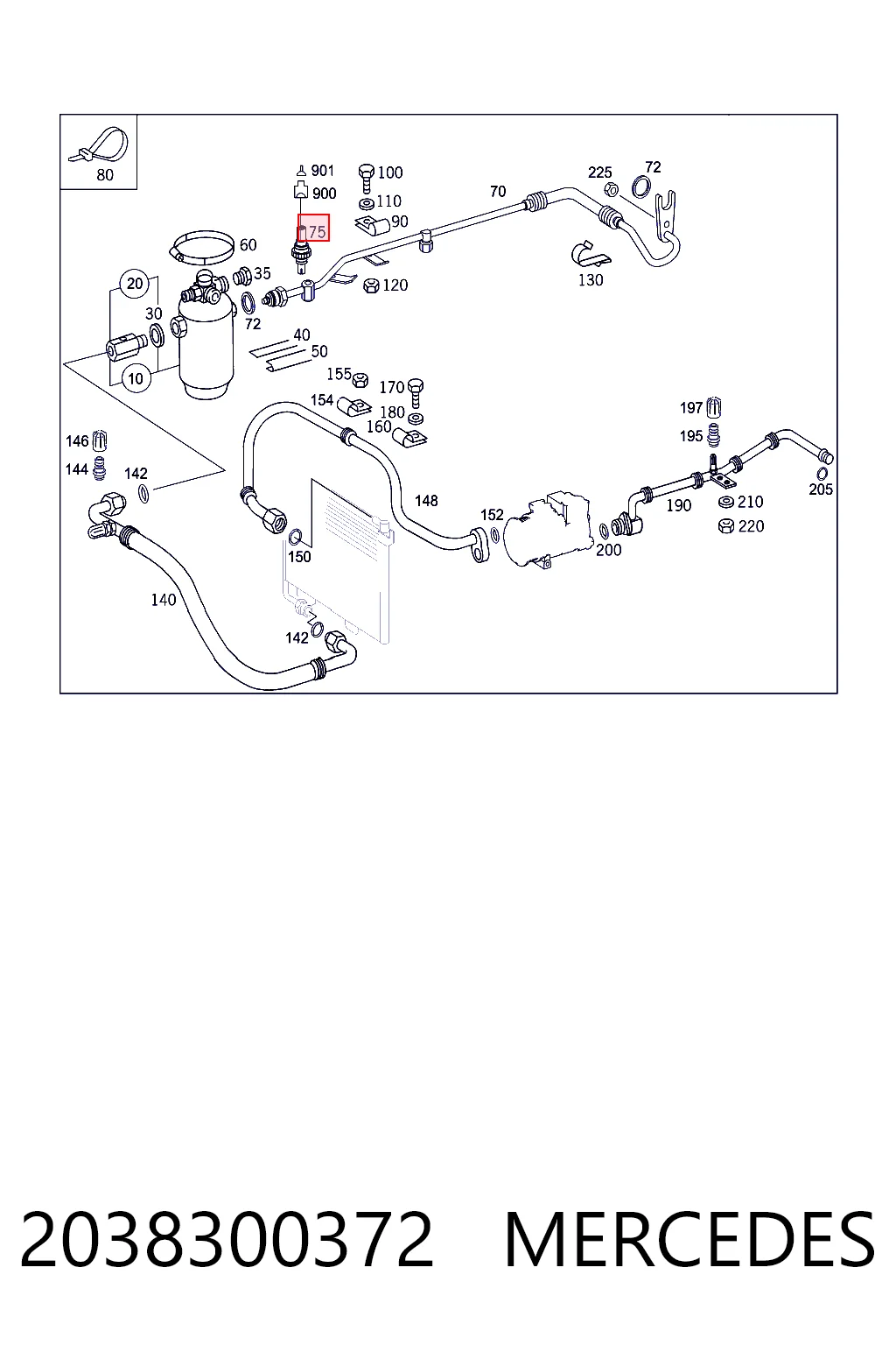 2038300372 Mercedes Sensor de pressão absoluta de aparelho de ar condicionado
