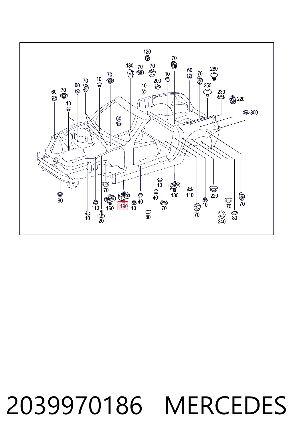 2039970186 Mercedes Coxim do macaco inferior (suporte de plataforma elevatória)