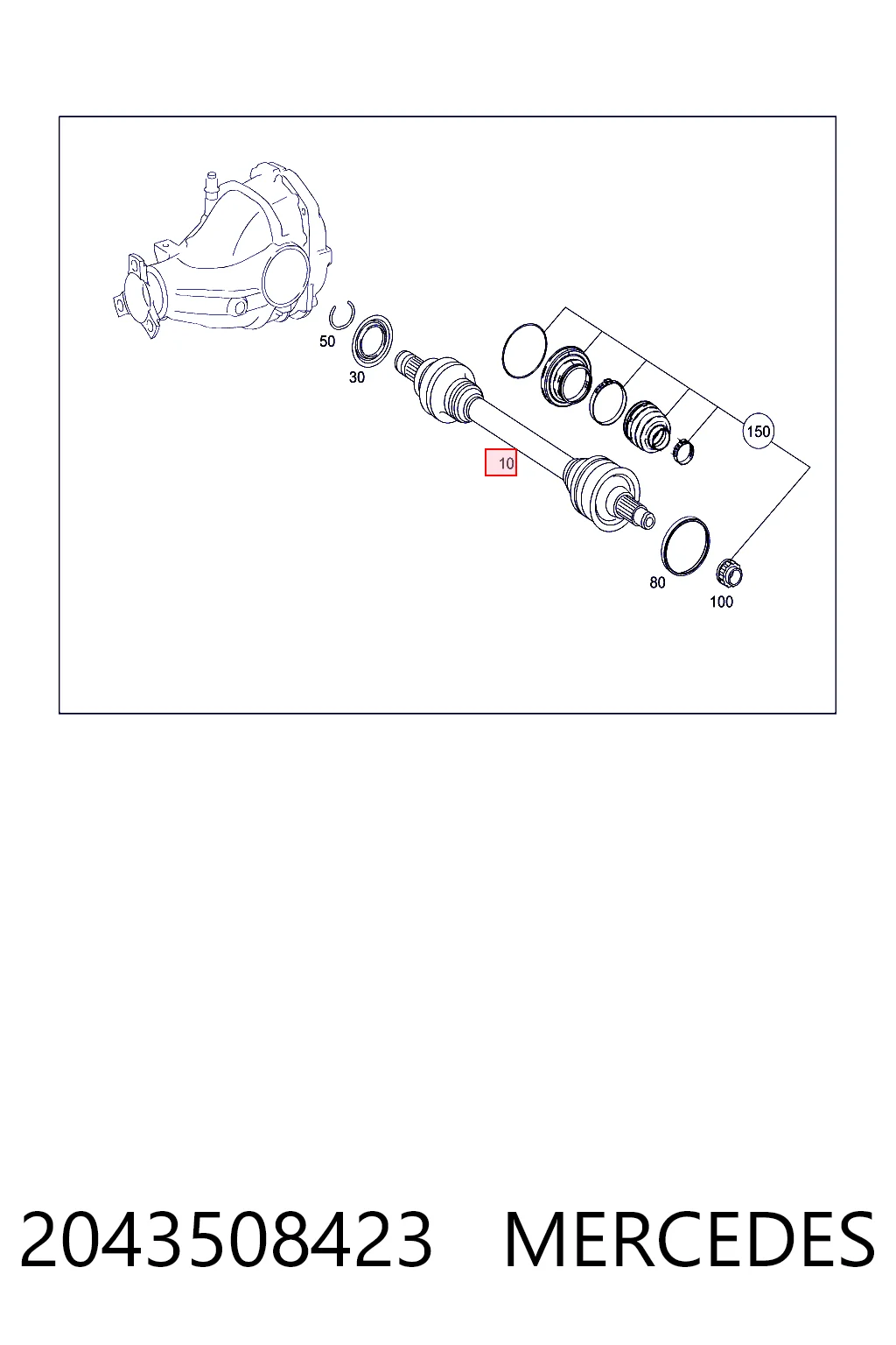 Semieixo traseiro para Mercedes C  W204