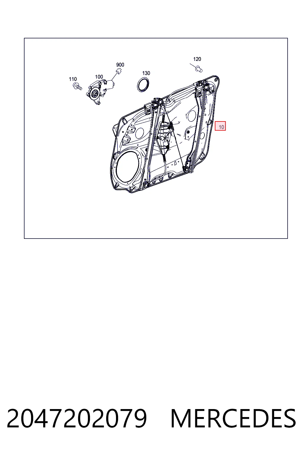 Mecanismo de acionamento de vidro da porta dianteira direita Mercedes GLK  X204