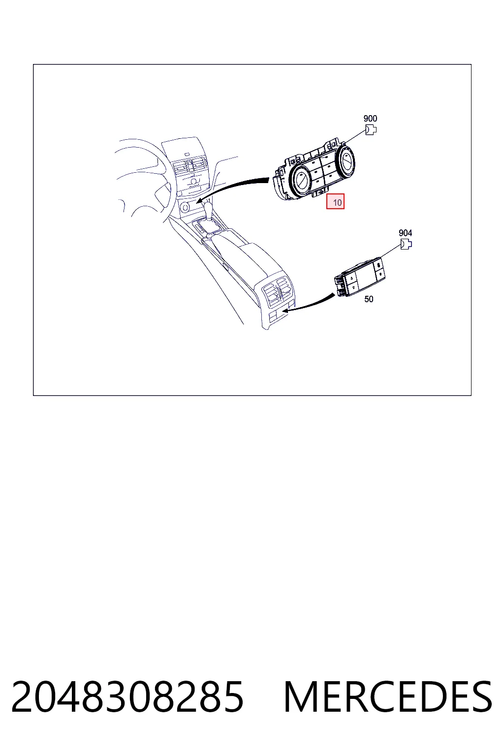 Unidade de controlo dos modos de aquecimento/condicionamento para Mercedes C  W204