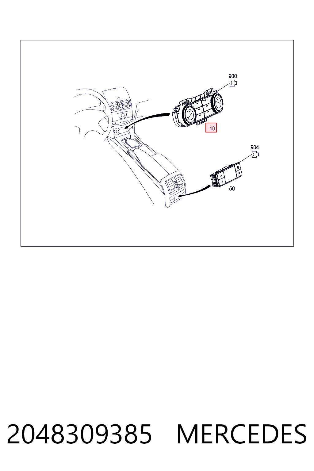 Unidade de controlo dos modos de aquecimento/condicionamento Mercedes C  W204