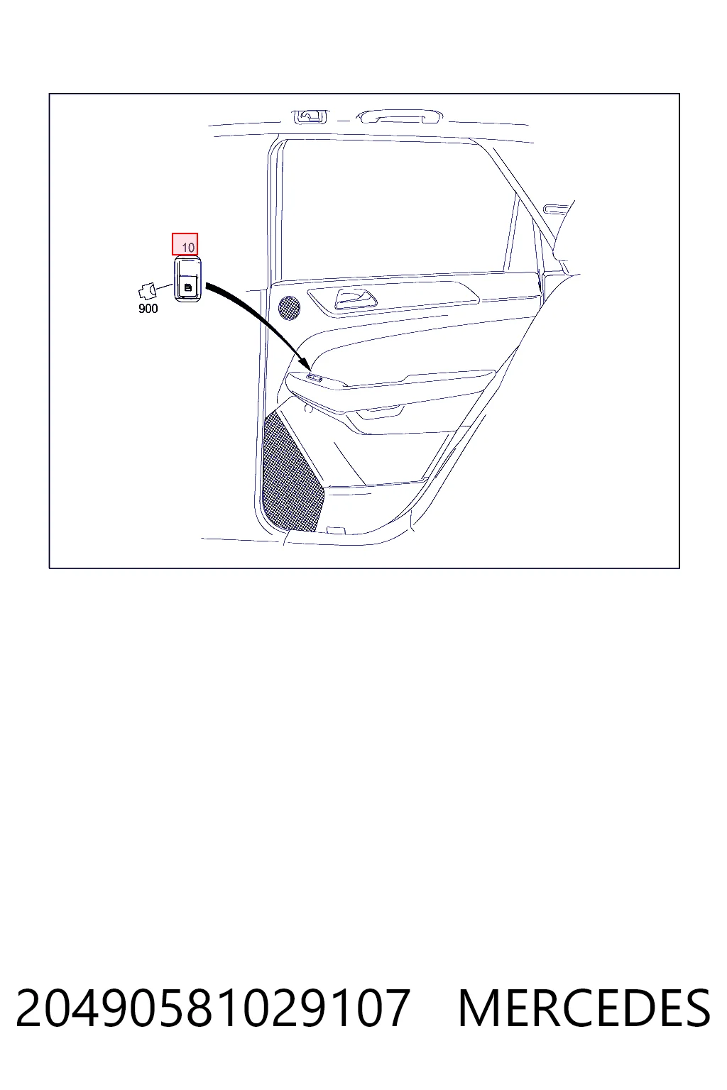 Botão dianteiro direito de ativação de motor de acionamento de vidro A2049058102 Nissan/Infiniti
