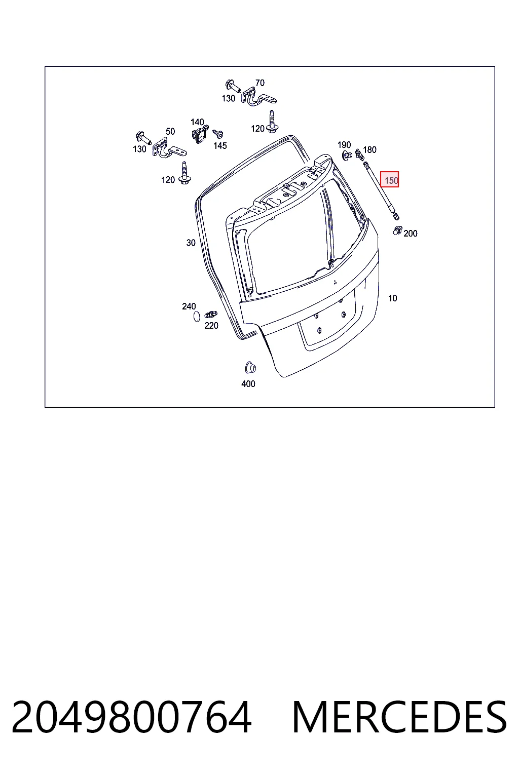 2049800764 Mercedes Amortecedor de tampa de porta-malas (de 3ª/5ª porta traseira)