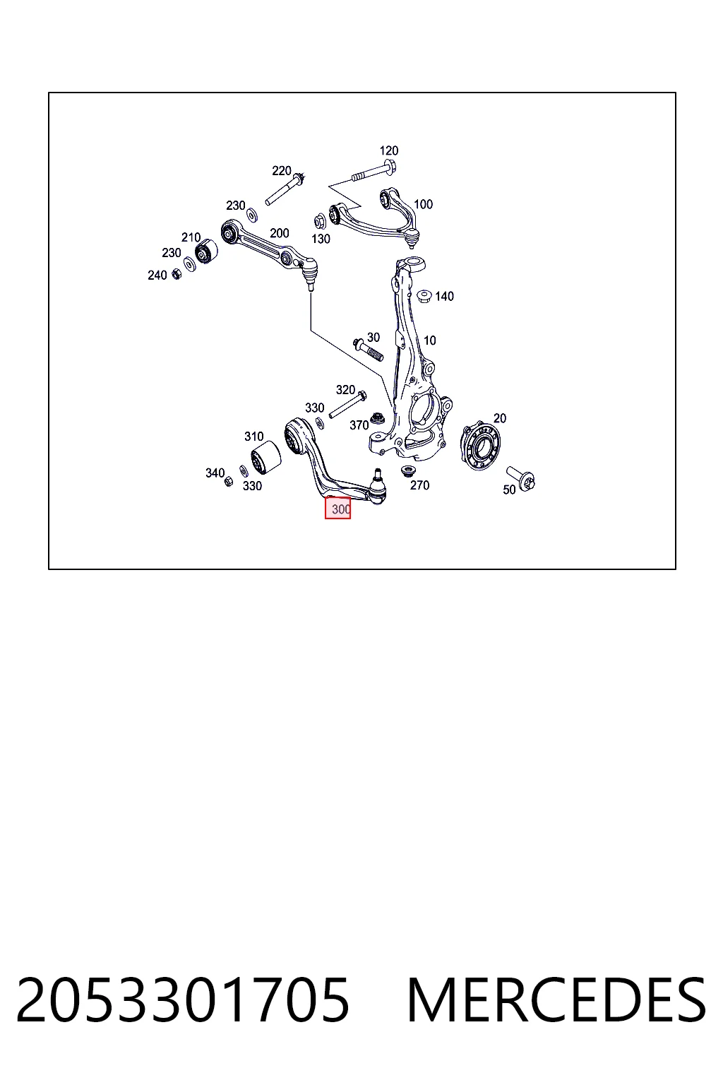 2053301705 Mercedes Braço oscilante inferior esquerdo de suspensão dianteira
